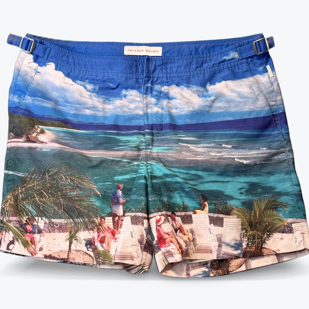 Orlebar Brown Bulldog Limited Swim Shorts Mustique Island by Slim Aarons Mens 34 - Picture 3 of 11